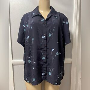 Maggie Navy Floral Button-Up Blouse